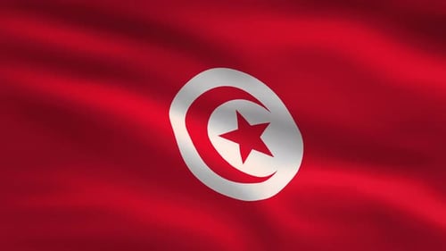 Tunisia National Flag Waving Loop Animation
