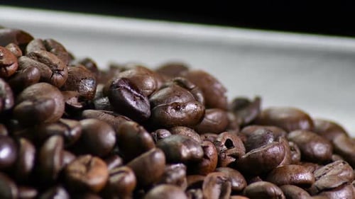 Pile of Roasted Coffee Beans Close Up