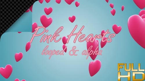 Floating Pink 3D Hearts Overlay Loop with Alpha