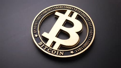Photo macro de la monnaie cryptographique d'une pièce de monnaie