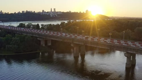 Transport Car Traffic Sunset City Bridge