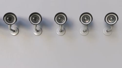 Multiple Security Cameras Panning on Wall