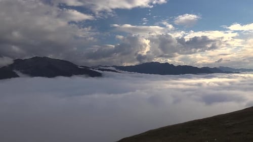 High Altitude Alpine Meadows Above the Clouds on Valley