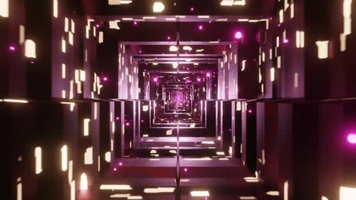 Abstract Neon Square Moving Through VJ Concert Background Seamless Loop Animation 3d Render