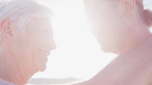 Senior Caucasian couple enjoying time at the beach