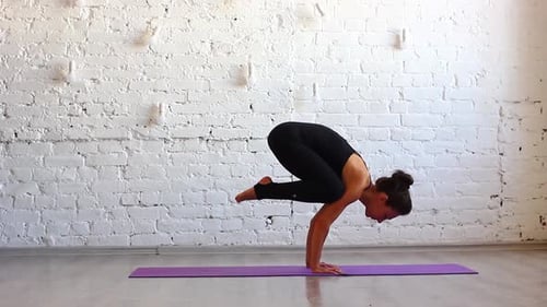 Woman Athletic Physique Leggings Tshirt is Engaged Yoga Studio with