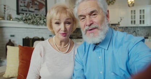 Senior Couple Chatting on Video Call at Home