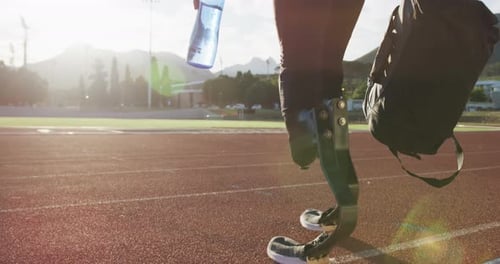 Adaptive Athlete Walks on Track with Prosthetic Legs