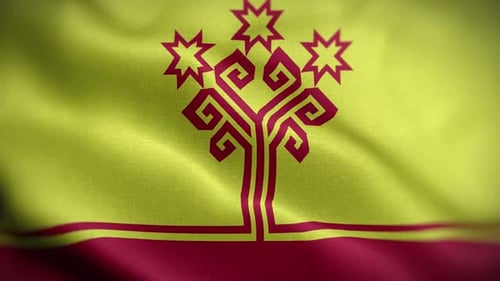 Waving Flag Animation with Stylized Tree and Stars