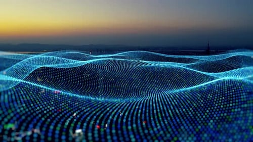 smart Connected city skyline. Futuristic network concept, city Technology.