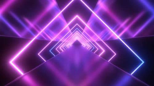 Future Neon-Laser-Quadrate mit ultraviolettem Licht Tunnelreflexionen —