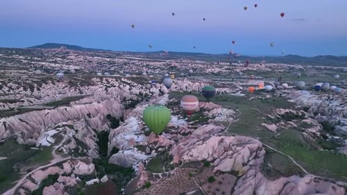 Aerial view Hot air baloons in Turkey 4 K