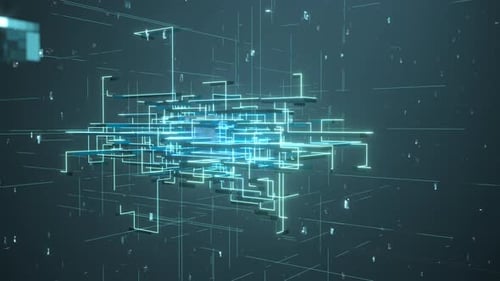 Glühende Elektronikleitungen mit Schaltungsstruktur.