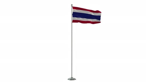 Waving Thailand Flag on White Background