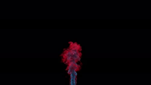 Red and Blue Fluid Smoke Plume Rising Effect