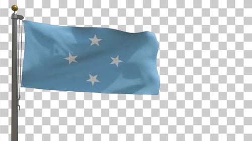 Realistic Micronesia Flag Seamless Loop on Flagpole