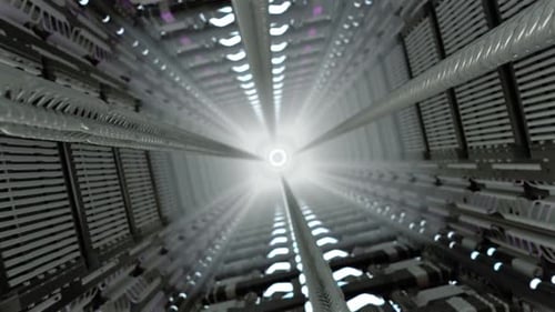 Futuristic Digital Tunnel Descent Animation