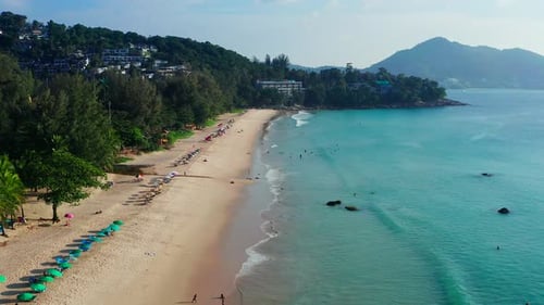 Aerial View of Kamala Beach at Sunset in Phuket in Thailand