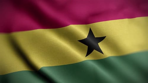 Ghana Flag Waving Loop Background Animation
