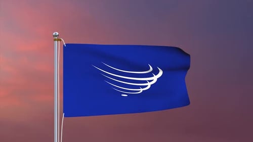 Waving Blue Flag Corporate Logo Reveal Animation