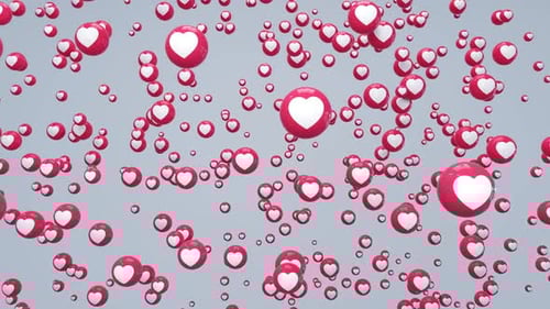 Floating 3D Love Heart Spheres Background Loop
