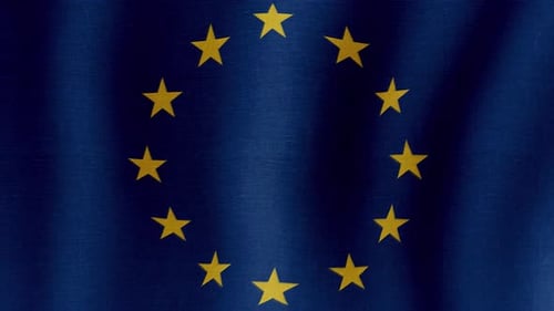 European Union Flag Waving Motion Background Seamless Loop