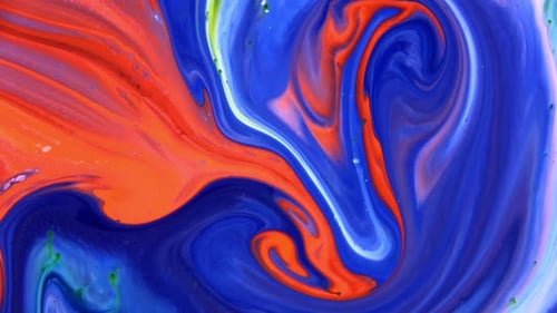 Abstract Orange and Blue Paint Swirls