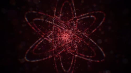 Red Abstract Scientific Molecule Particle Atom Structure Background Loop