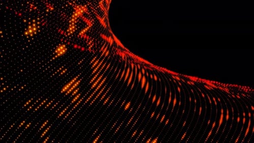 Abstract Red Orange Glowing Particle Wave Animation