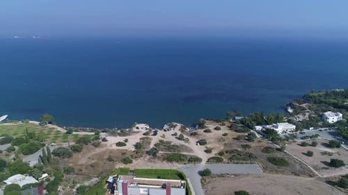 Aerial View of Sea Shore in Summer Seaside City