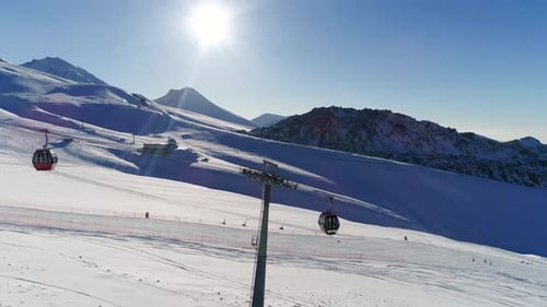 Ski Lift And Sun