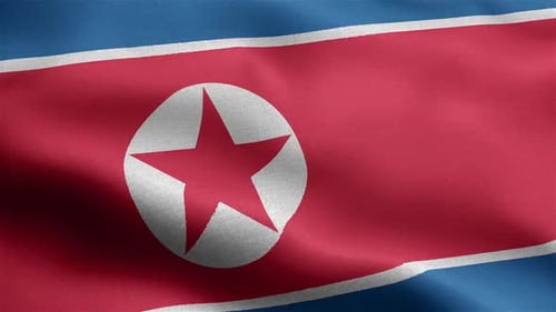 North Korea Flag Waving Loop with Realistic Fabric Motion