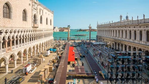 Tourists Strolling Across St Mark's Square Near Campanile in Daytime in Venice