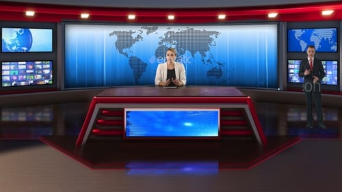 3D Virtueller Nachrichtenstudio-Hintergrund D61