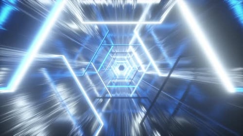 Futuristic Neon Hexagon Tunnel Journey Loop