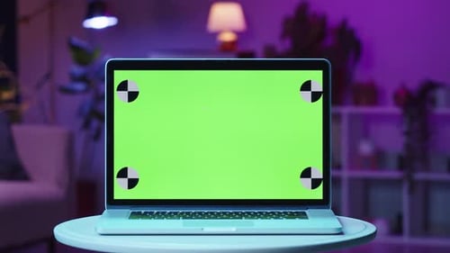 Laptop with Chroma Key Closeup