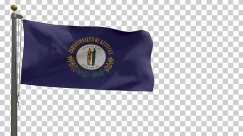 Realistic Kentucky State Flag Waving on Alpha Channel