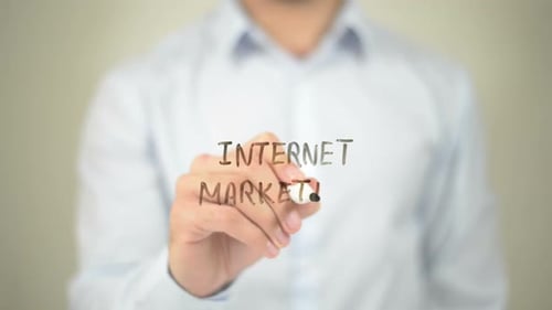 Writing Internet Marketing on Clear Surface