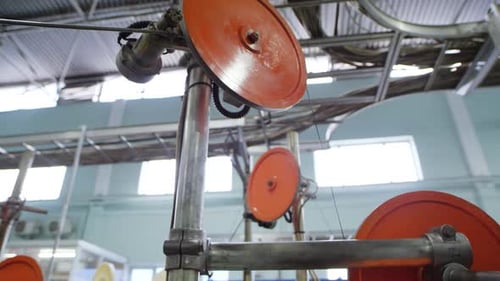 Industrial Machinery in Operation at a Factory