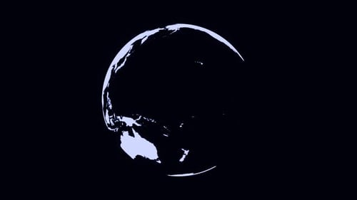 Abstract monochrome Earth planet rotating, seamless loop