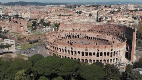 Aerial View of Colosseum in Rome, Italy