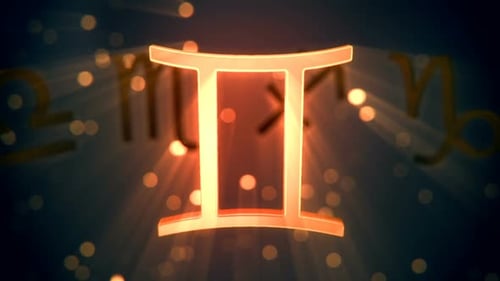 Abstract 3D Gemini Zodiac Sign Rotating Animation