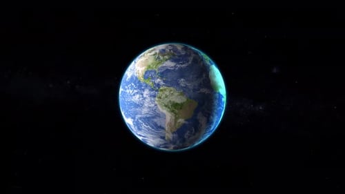Rotating Earth with Blue Glow in Space Animation