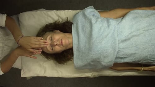 Facial Massage. Flat Lay.