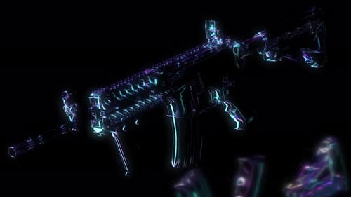 Neon Digital Assault Rifle Hologram Animation