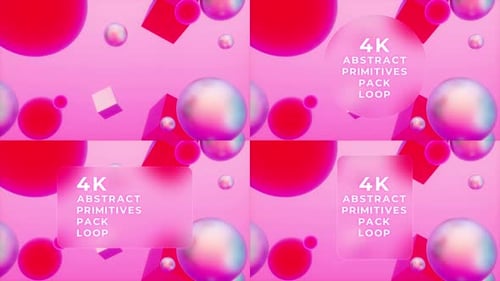Animated Pink Abstract 3D Geometric Shapes Loop Background