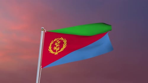 Realistic Waving Eritrea Flag Animation Loop