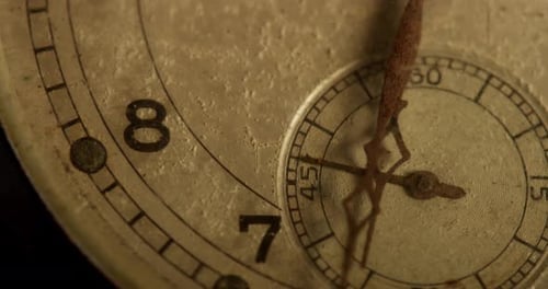 Close up of Antique Watch Face Ticking