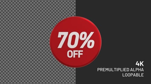 Mega Sale 70% Off Emblema rotativo em loop 3D com canal alfa 4K