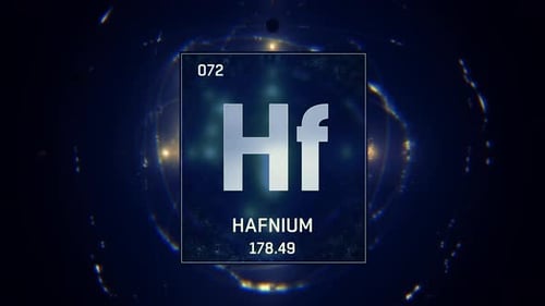 Hafnium Periodic Element Card with Abstract Science Animation
